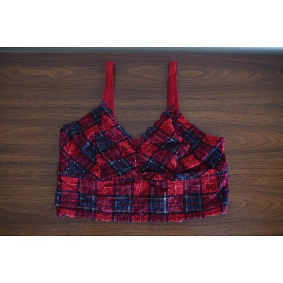 Torrid 2 Curve Tartan Plaid Red Green Bra Bralette Lace - Picture 7 of 7